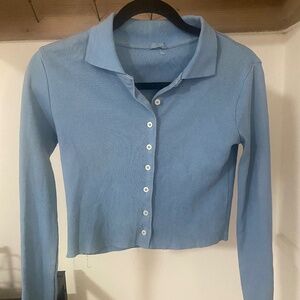Baby blue collared long sleeve
